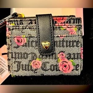 Juicy Couture Pink Bloom Black Boxed Tab Card Case Classic Chic Design NWT VTG